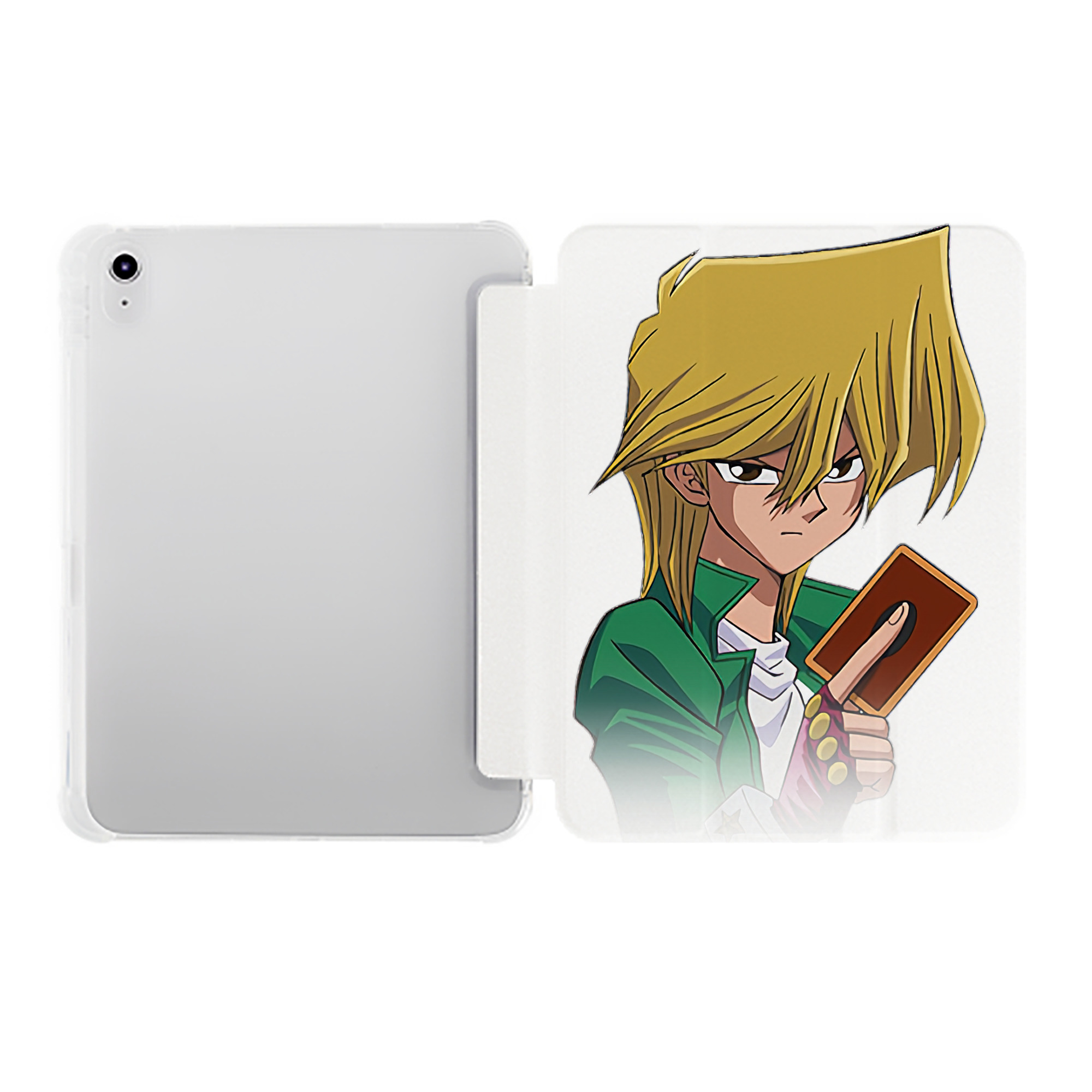 （画像用） 遊☆戯☆王 Yu-Gi-Oh! IPad ケース ペン収納付き 三つ折りスタンド PUレザー×シリコン 対応機種9.5/10.5/10.9インチ